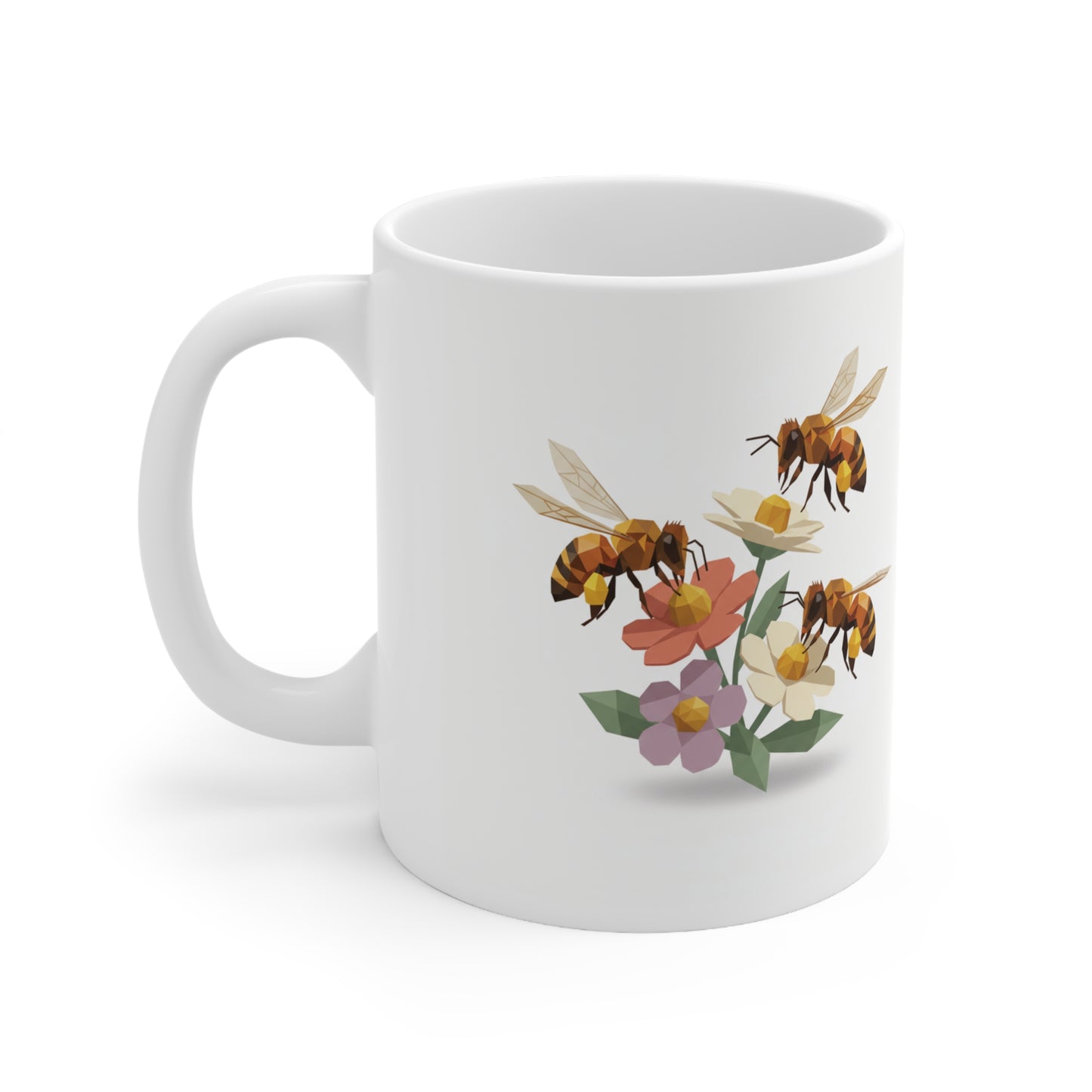 Bee & Wildflower Ceramic Coffee Mug — Floral 11oz/15oz